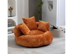 Puff com 3 almofadas - Para adultos e crianças - Chenille laranja, não necessita de montagem