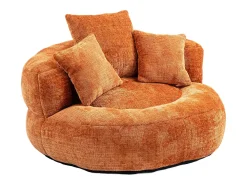 Puff com 3 almofadas - Para adultos e crianças - Chenille laranja, não necessita de montagem