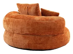 Puff com 3 almofadas - Para adultos e crianças - Chenille laranja, não necessita de montagem