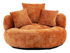 Puff com 3 almofadas - Para adultos e crianças - Chenille laranja, não necessita de montagem