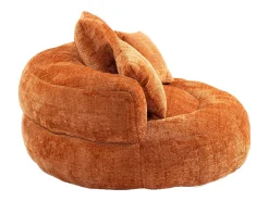 Puff com 3 almofadas - Para adultos e crianças - Chenille laranja, não necessita de montagem