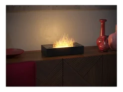 Queimador a bioetanol com bancada em aço inoxidável preto mate 40cm