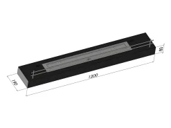 Queimador a bioetanol com bancada em aço inoxidável preto mate 120cm com vidro