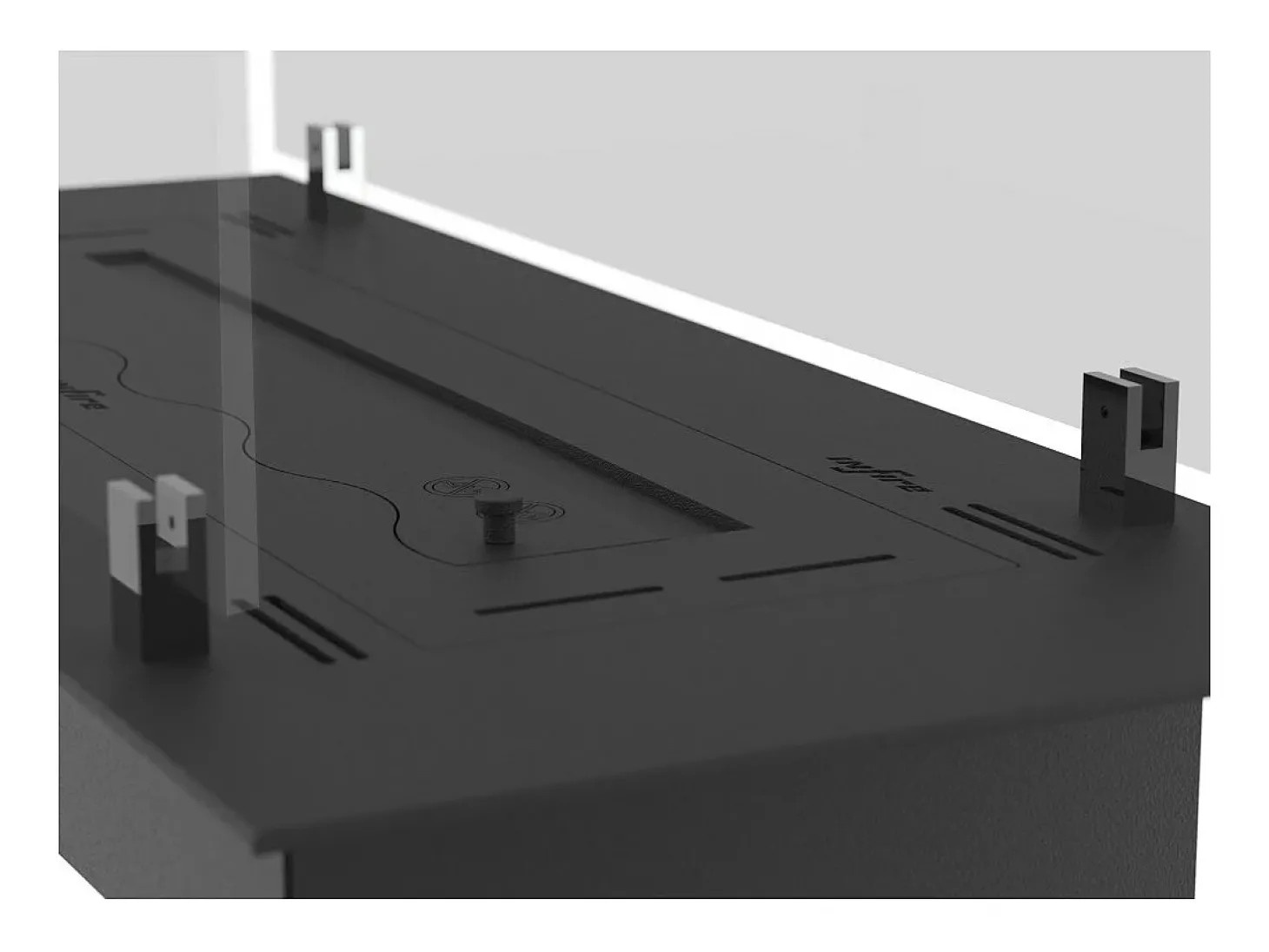 Queimador de bioetanol 80cm em aço inoxidável preto, embutido ou independente, 1,2 litros com copos incluídos