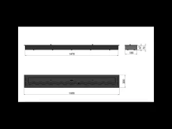 Queimador de bioetanol 150cm em aço inoxidável preto, 6 lt
