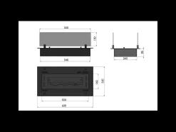 Queimador de bioetanol 60cm em aço inoxidável preto, embutido ou independente, 1 litro com copos incluídos