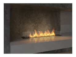 Queimador de bioetanol 150cm em aço inoxidável preto, embutido ou independente, 5 litros com copos incluídos