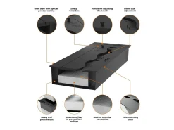 Queimador de bioetanol preto embutido de 50 cm em aço inoxidável, 1 lt