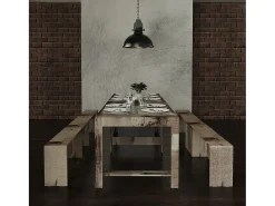 RAFFAELLA - Conjunto de consola com dois bancos extensíveis - Dimensões de instalação: 51,6 x 90 x 75 cm - Branco - Entrega gratuita
