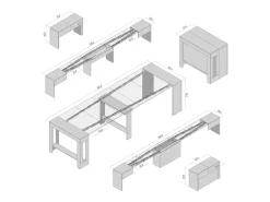 RAFFAELLA - Conjunto de consola com dois bancos extensíveis - Dimensões de instalação: 51,6 x 90 x 75 cm - Branco - Entrega gratuita