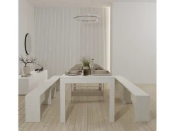 RAFFAELLA - Conjunto de consola com dois bancos extensíveis - Dimensões de instalação: 51,6 x 90 x 75 cm - Branco - Entrega gratuita