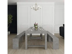 RAFFAELLA - Conjunto de consola com dois bancos extensíveis - Dimensões de instalação: 51,6 x 90 x 75 cm - Branco - Entrega gratuita