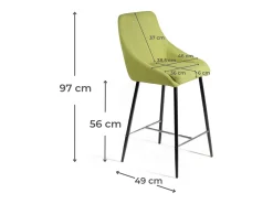 Ray - Banqueta de tecido verde - Conjunto de 1 peça