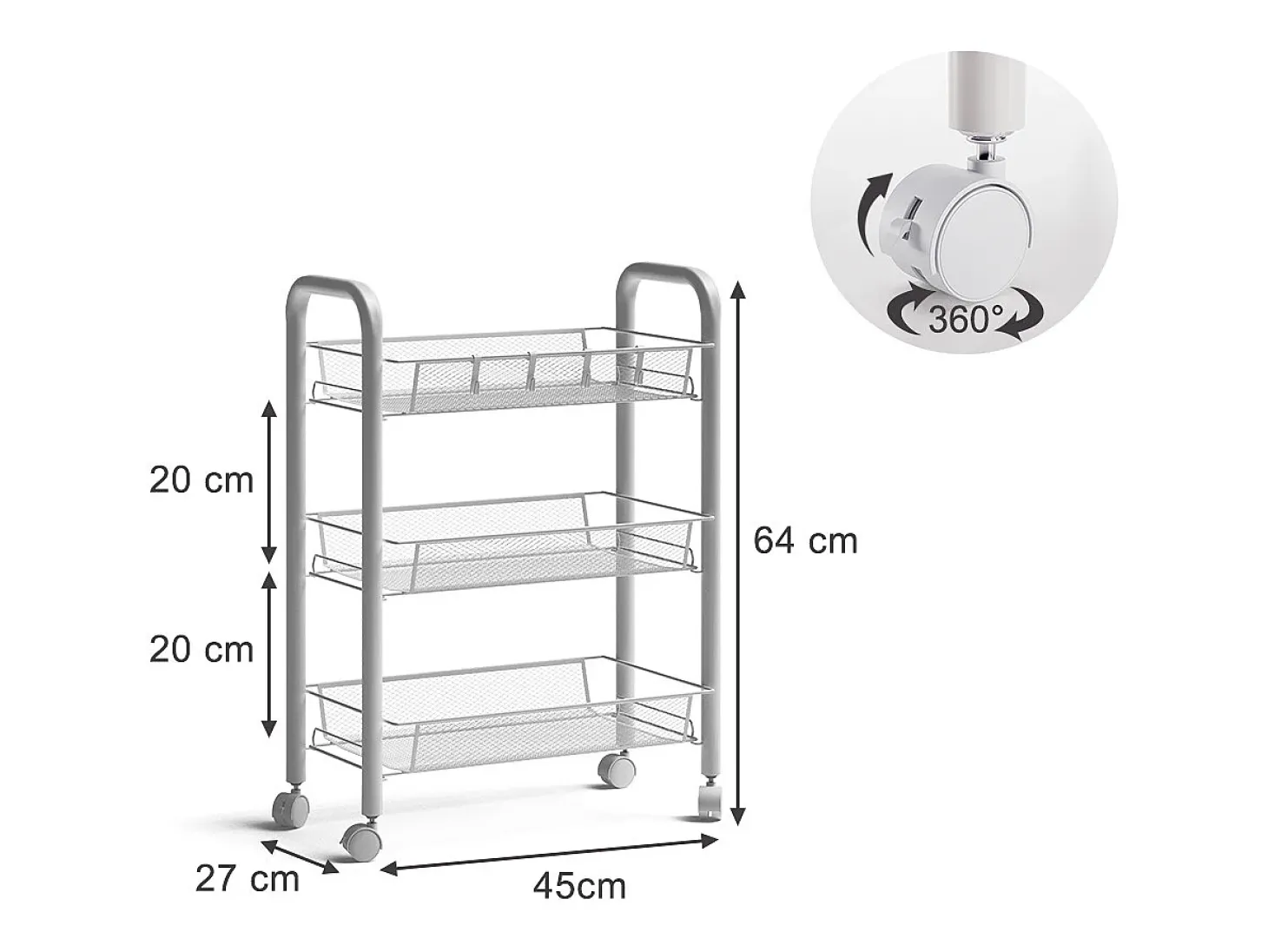 Recipiente com rodas branco 45x27x64 tarro
