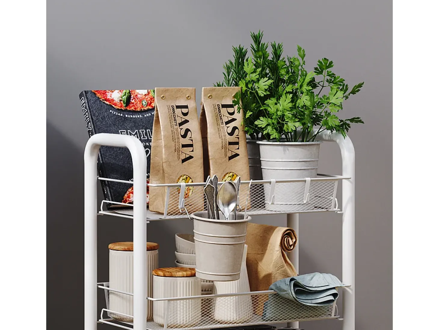 Recipiente com rodas branco 45x27x64 tarro