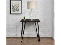 Regal | Mesa de centro com 1 prateleira em efeito nogueira com estrutura metálica