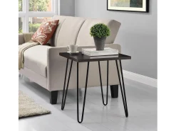 Regal | Mesa de centro com 1 prateleira em efeito nogueira com estrutura metálica