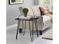 Regal | Mesa de centro com 1 prateleira em efeito nogueira com estrutura metálica