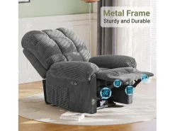 Relaxe a cadeira de veludo elétrica da poltrona, com USB, encosto ajustável, anti -estático com apoio para os pés - 96x97x104cm cinza cinza