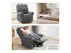 Relaxe a cadeira de veludo elétrica da poltrona, com USB, encosto ajustável, anti -estático com apoio para os pés - 96x97x104cm cinza cinza