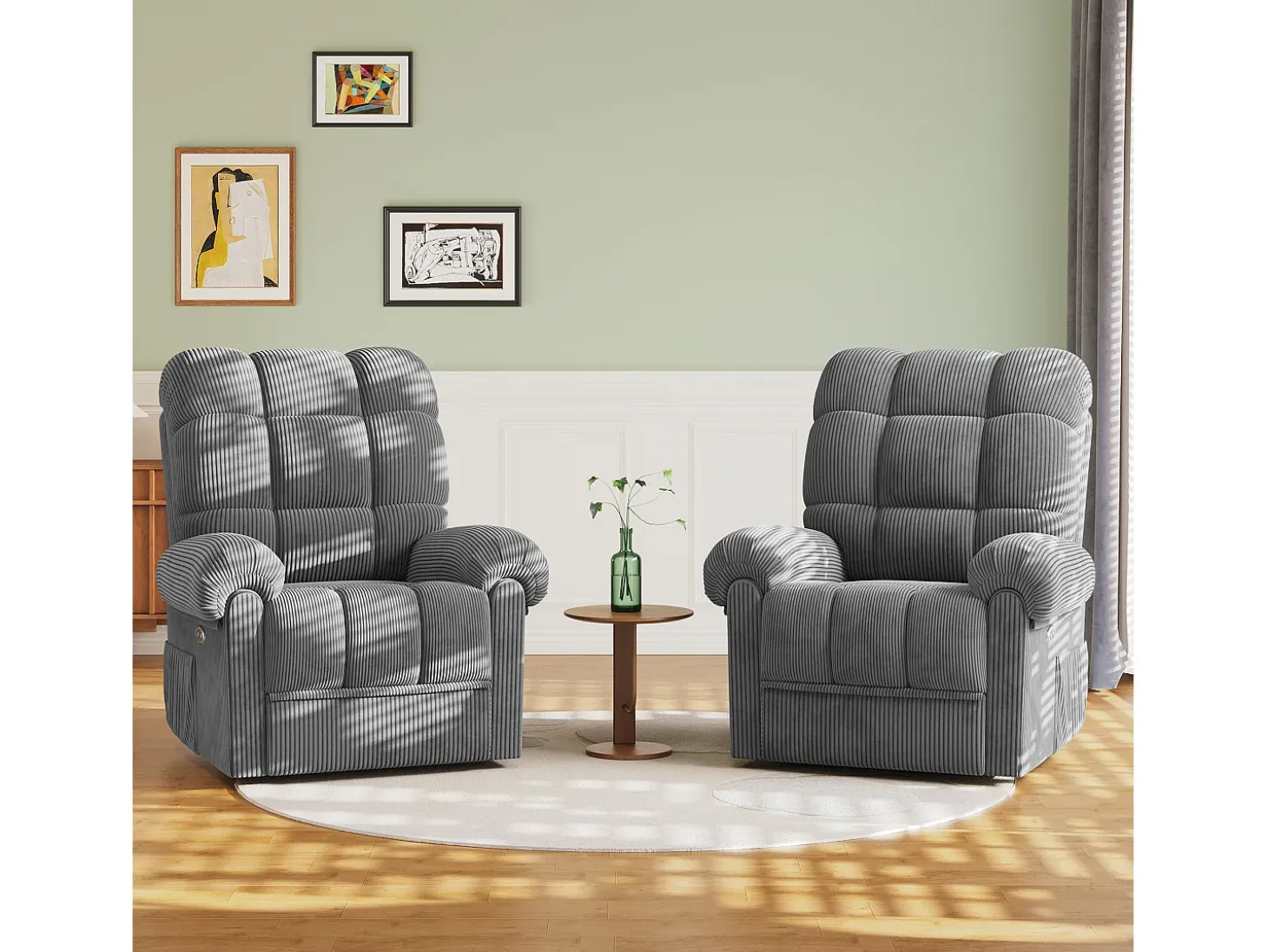 Relaxe a cadeira de veludo elétrica da poltrona, com USB, encosto ajustável, anti -estático com apoio para os pés - 96x97x104cm cinza cinza