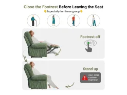 Relaxe a poltrona elétrica de poltrona, cadeira de lazer ajustável com USB, encosto ajustável, anti -estático com apoio para os pés - 96x97x104cm verde