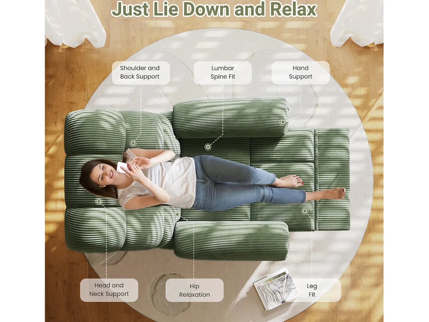 Relaxe a poltrona elétrica de poltrona, cadeira de lazer ajustável com USB, encosto ajustável, anti -estático com apoio para os pés - 96x97x104cm verde