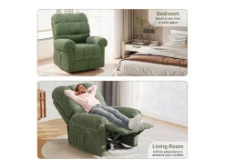 Relaxe a poltrona elétrica de poltrona, cadeira de lazer ajustável com USB, encosto ajustável, anti -estático com apoio para os pés - 96x97x104cm verde