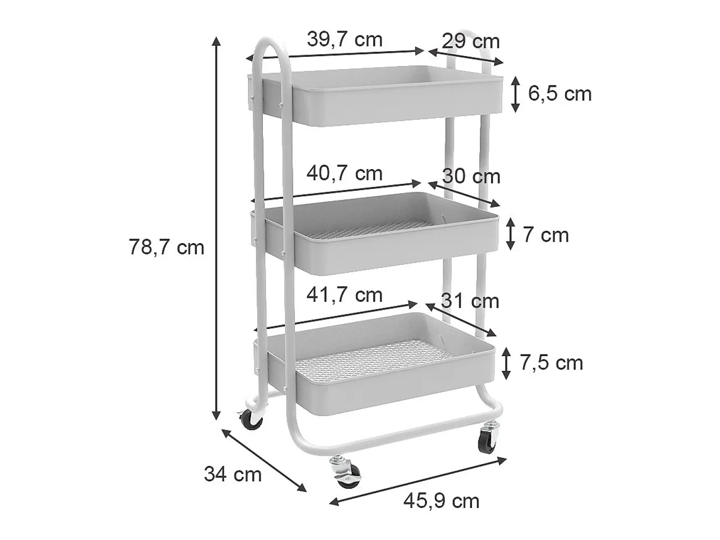 Roll container branco 45.9x34x78.7 tron