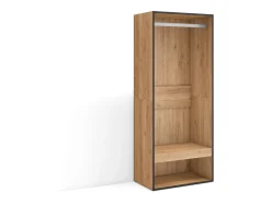 Roupeiro aberto, 60x35x145cm, Para quarto, dormitório, Barra e Prateleira, Carvalho
