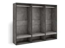 Roupeiro aberto, 180x35x145cm, Para quarto, dormitório, Barra e Prateleira, Cimento