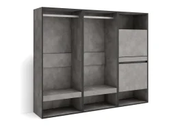 Roupeiro aberto, 180x35x145cm, Para quarto, dormitório, Sapateira, Cimento