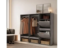Roupeiro aberto, 180x35x145cm, Para quarto, dormitório, Sapateira, Cimento