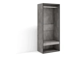Roupeiro aberto, 60x35x145cm, Para quarto, dormitório, Barra e Prateleira, Cimento