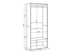 Roupeiro aberto, 60x35x145cm, Para quarto, dormitório, Barra e Prateleira, Cimento