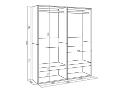 Roupeiro aberto, 120x35x145cm, Para quarto, dormitório, Barra e Prateleira, Cimento