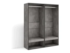 Roupeiro aberto, 120x35x145cm, Para quarto, dormitório, Barra e Prateleira, Cimento
