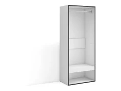 Roupeiro aberto, 60x35x145cm, Para quarto, dormitório, Barra e Prateleira, Branco