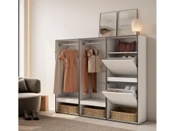 Roupeiro aberto, 180x35x145cm, Para quarto, dormitório, Sapateira, Branco