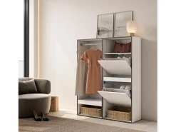 Roupeiro aberto, 120x35x145cm, Para quarto, dormitório, Sapateira, Branco