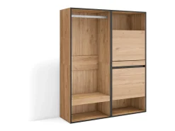 Roupeiro aberto, 120x35x145cm, Para quarto, dormitório, Sapateira, Carvalho