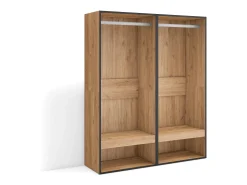 Roupeiro aberto, 120x35x145cm, Para quarto, dormitório, Barra e Prateleira, Carvalho