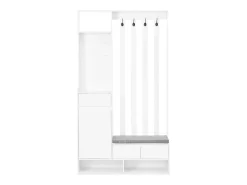 Roupeiro branco com 3 gavetas, 1 porta, 4 ganchos e painel perfurado, 100 x 35 x 180 cm