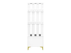 Roupeiro branco com 2 portas, sapateira e almofada, ganchos, pés dourados 60,5x35,2x180,5cm