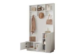 Roupeiro branco com 3 portas, 3 ganchos e arrumação aberta, 120x40x200 cm