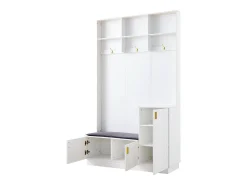 Roupeiro branco com 3 portas, 3 ganchos e arrumação aberta, 120x40x200 cm