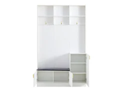Roupeiro branco com 3 portas, 3 ganchos e arrumação aberta, 120x40x200 cm
