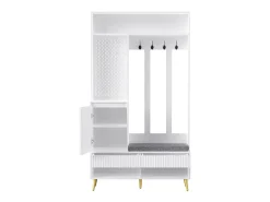 Roupeiro branco com 1 porta, 2 gavetas, 4 ganchos e 1 banco 100 x 35 x 180 cm