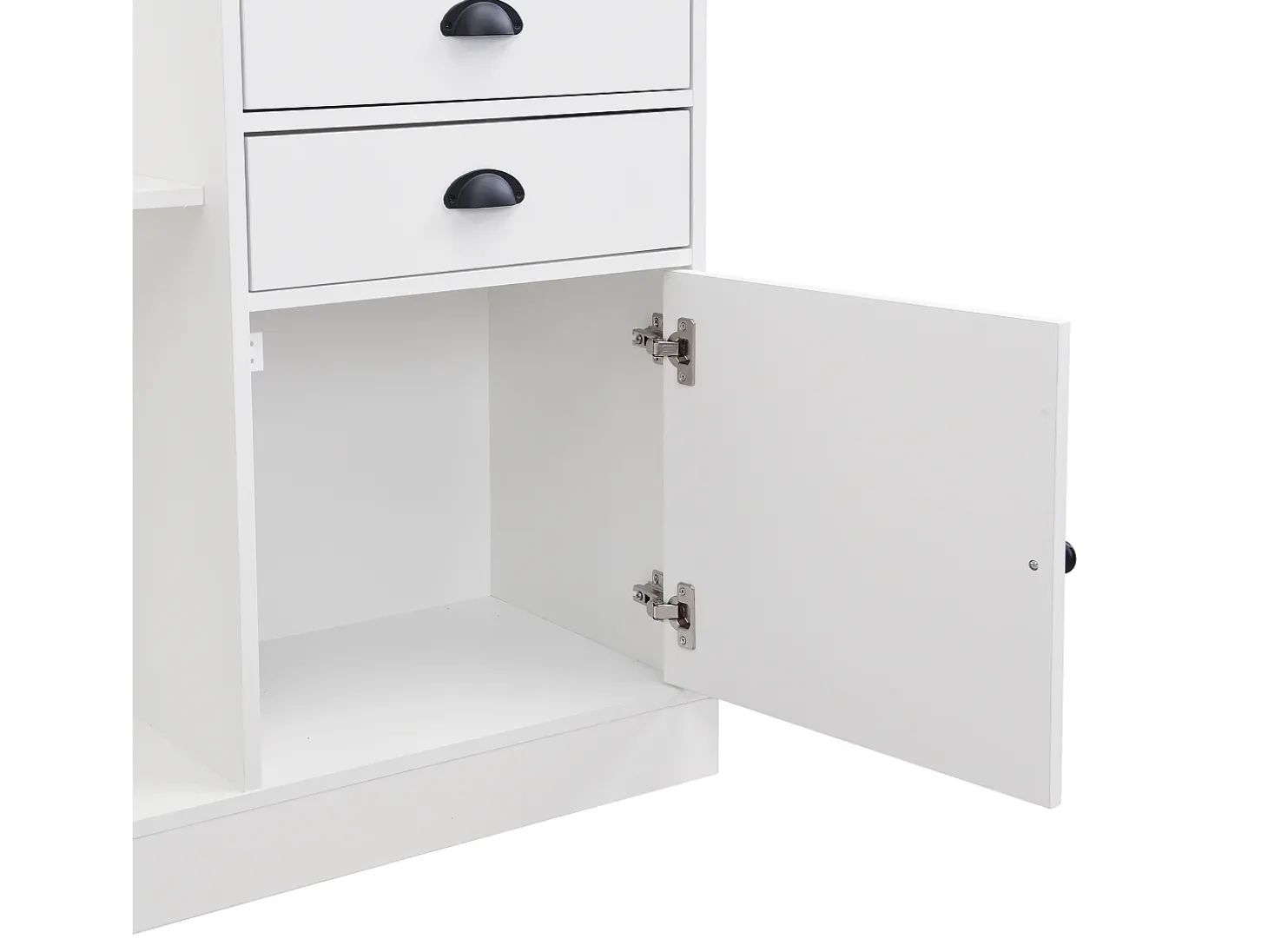 Roupeiro branco e madeira com espelho, 2 gavetas, 1 porta, ganchos e suporte para guarda-chuva 110,5x38x191cm
