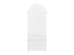 Roupeiro branco e natural com porta e ganchos dourados, design em arco 75x35x195cm